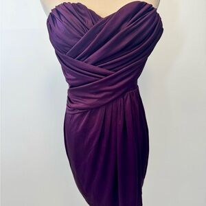 Express Purple Asymmetrical Ruched Bodycon Dress